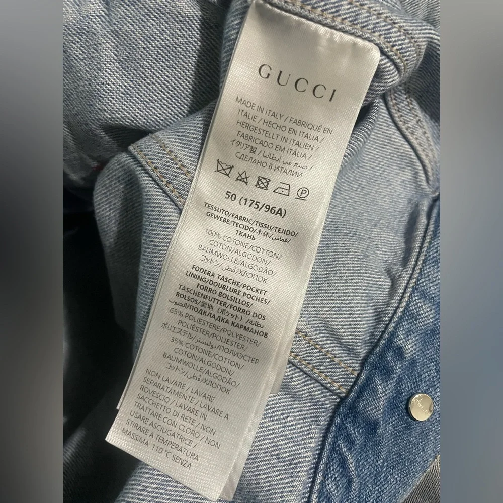 Gucci laser Double G Light Blue Denim Trucker Jacket Type 3 - Picture 9 of 9